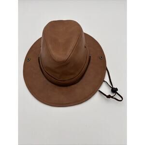 Epoch Faux Leather Rancher Hat in Camel Brown One Size